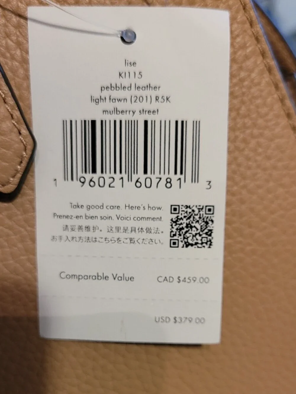 kate spade Pebbled Leather Satchel in Light Fawn Mulberry Street